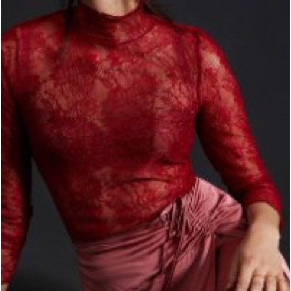 Anthropologie Lace Mockneck Valentine’s - Picture 1 of 6